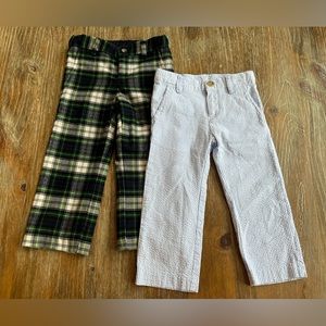 NWOT BOYS SET OF (2) JANIE AND JACK PLAID & SEERSUCKER PANTS, 2T